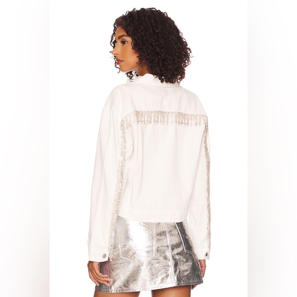 Superdown Raya White Rhinestone Fringe Jacket, size Medium. - Picture 2 of 7